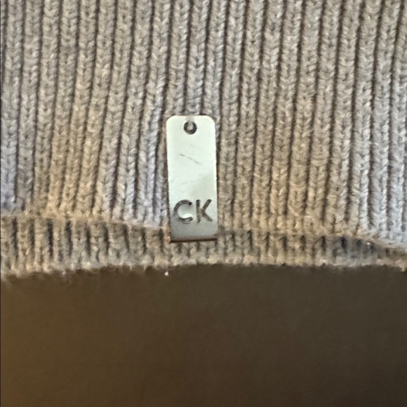 Calvin Klein Light Gray Zip-Up Turtleneck Sweater - Picture 3 of 4